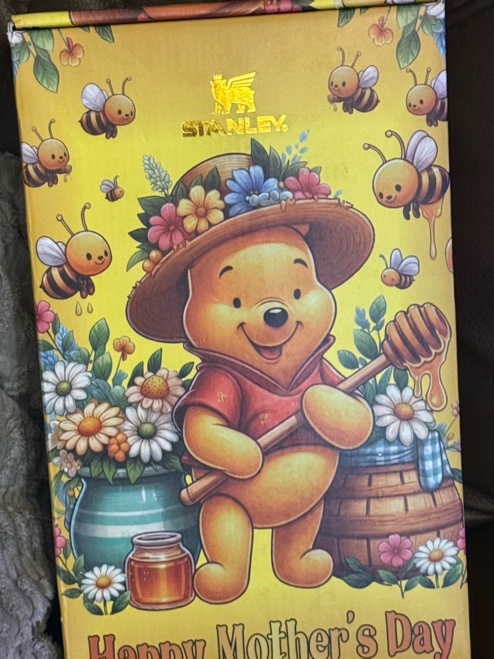 Stanley Yellow Winnie the Pooh Bee & Floral Tin Wall Art